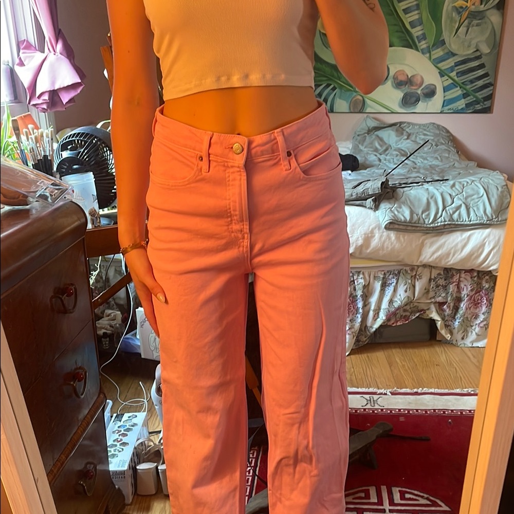 Old Navy Pink Flare Wide Leg Jeans